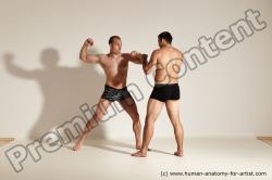 Underwear Fighting Man - Man White Moving poses Muscular Short Brown Dynamic poses Academic